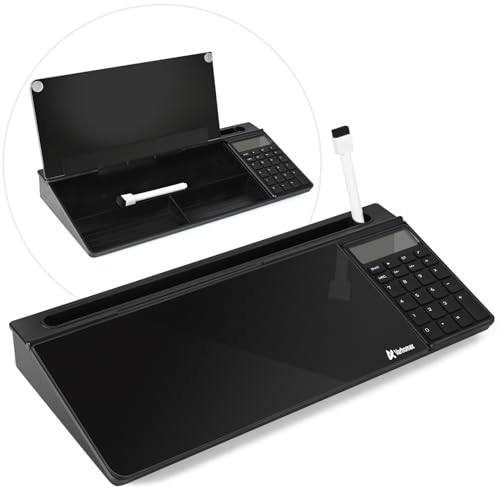 Varhomax Glass Desk Whiteboard Black with Calculator, Desktop Dry...