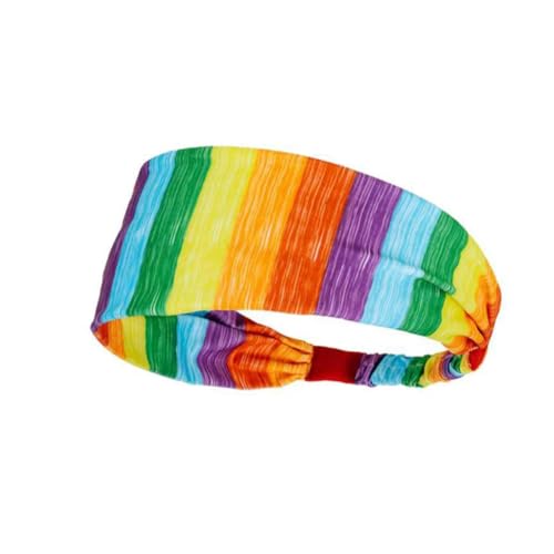 Rainbow Headband for Women Non Slip Elastic Sweat Hairbands Fashion Sports Hair Bands Soft Cloth Fabric Stretchy Headband for Running Workout Yoga (Streak 1 Pack)