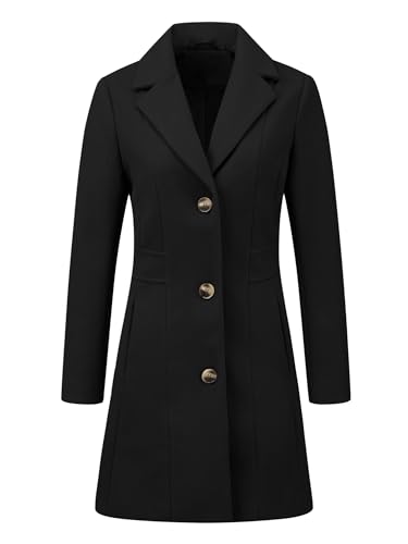 Image of Allegra K Womens Winter Elegant Pea Coat 2026 Single Breasted Long Overcoat | Notch Lapel Collar, Warm, Work Office Trench Coats,Outwear Outfit