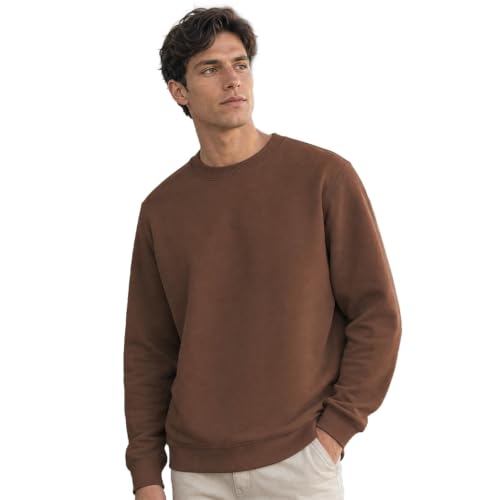 Image of Nobero Sweatshirts for Man Stylish | 280 GSM Rich Cotton Fleece Solid Regular Fit Full Sleeve Sweatshirt for Men | Stylish Casual Wear Winter Crew Neck Sweatshirt for Men
