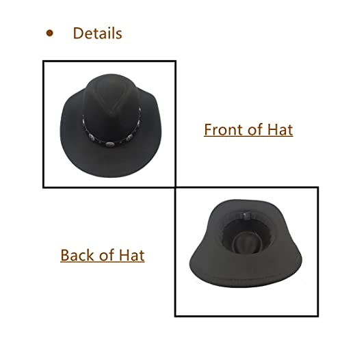 Image of Classic Western Cowboy Hat Cowgirl Hat Unisex Men's & Women's Wide Brim Felt Fedora Hat Flat Top Hat with Buckle Belt