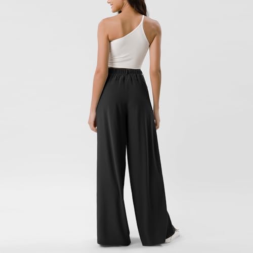 Plus Size Dress Pants for Women Stretch High Waisted Wide Leg Pants Business Casual Slacks Trousers Pants with Pocket4