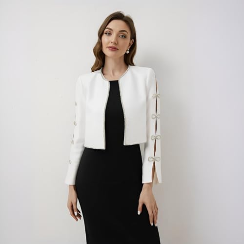Women's Rhinestone Blazer Jacket – Elegant Long Sleeve Dressy Coat for Wedding, Party, Evening Events2