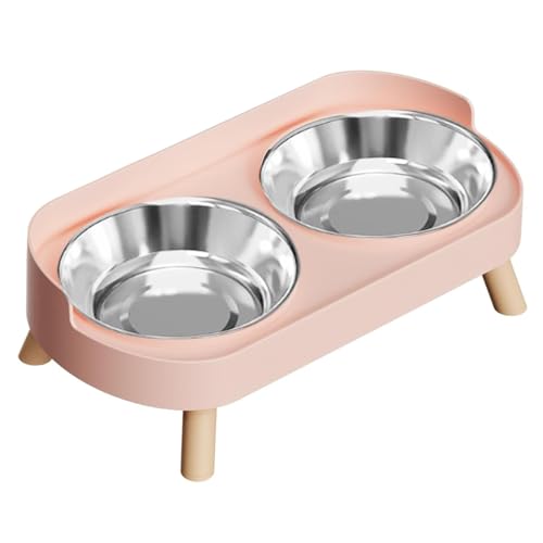 Jnchdghwa Juego de Comedero y Bebedero para Gatos Whisker Fatigue Raised, A Prueba de Salpicaduras, Color Rosa