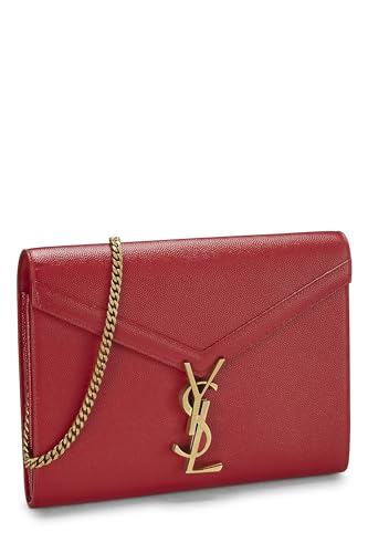 Pre-Loved Red Grainy Leather Cassandra Wallet On Chain (WOC), Red2