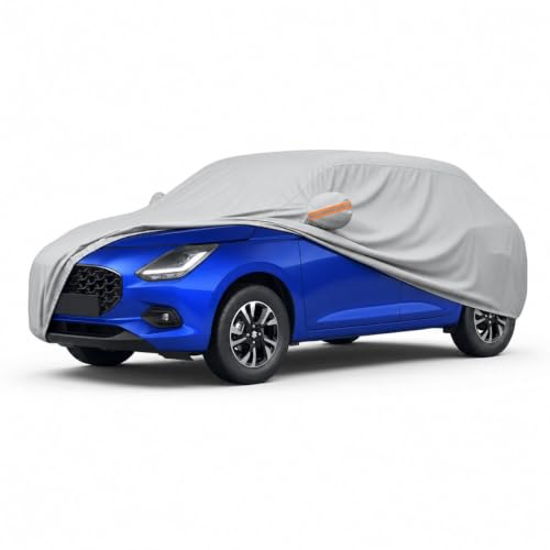 Image of myTVS 100% Waterproof Car Body Cover for Maruti Swift - Custom-Fit, Double-Layer, UV & Dust Proof, Mirror Pockets & Elastic Clip Lock (CSK 3A)
