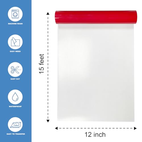 Image of Red Heat Transfer Vinyl HTV Roll Matte PU 12 inch x 15 ft. | Easy to Cut, Weed & Transfer, Red Iron On Vinyl for Cricut, Silhouette Cameo & Other Craft Cutter Cutting Machine