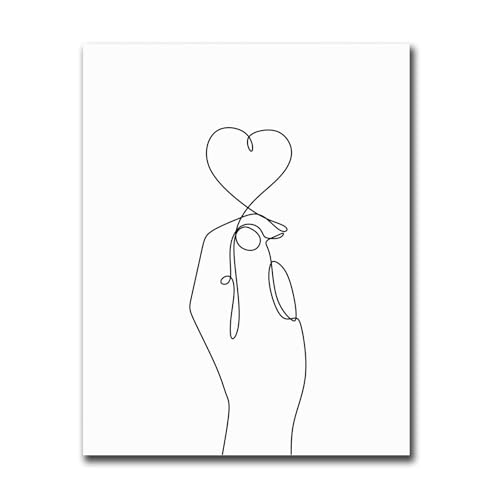 SENLYCH Wall Art Canvas Print Heart In Hands Print Simple
