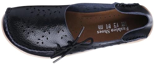 Image of Women's Floral Leather Slipper Loafers Flat Shoes Slip-Ons