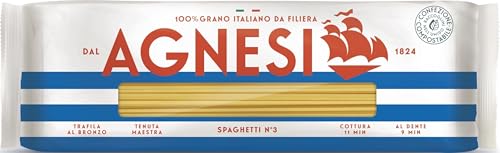 Agnesi Spaghetti - Pasta di Semola di Grano Duro 100% Italiano, Trafilatura al Bronzo, Confezione Compostabile, 500 Grammi