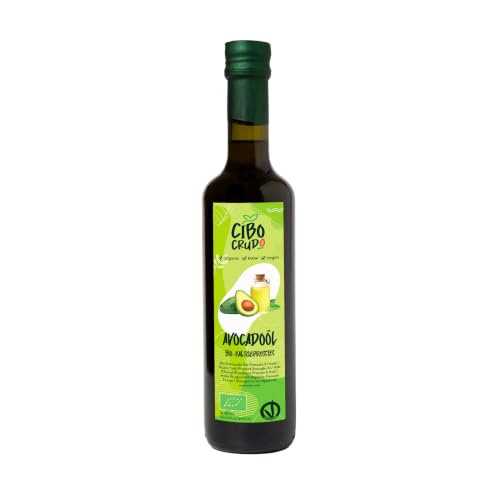 Bio Avocadoöl Extra zum Kochen - 500ml. Avocado Öl Bio Kaltgepresst 100% Rein Kaltgepresst und Nicht Raffiniert. Avocado Oil zum Braten Grillen und als Würzöl oder Marinieren.