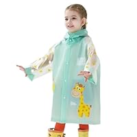 NIDONE Kid Raincoat Waterproof Cartoon Rain Jacket Girl Boy Cute Rain Suit Children Poncho for Kid Wear Green Giraffe XL