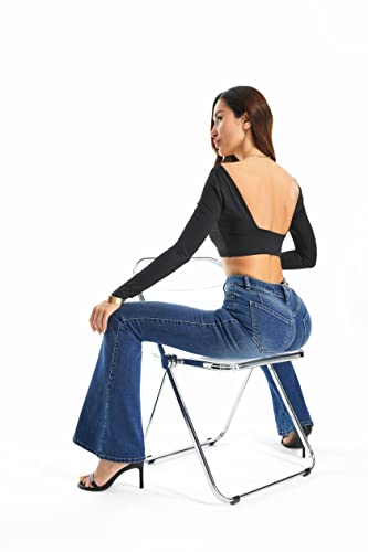 Flying Banana Women's Totally Shaping Curvy Strtchy Bootcut Flare Denin Jeans (Blue, 14 Short) #TOP4