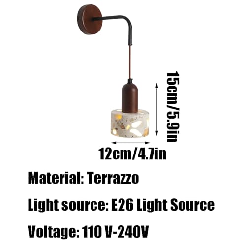 Lámpara de pared para comedor de terrazo industrial nórdico E26 7