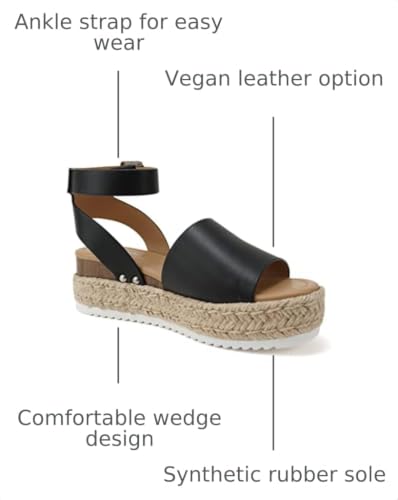 Image of Soda Topic Open Toe Buckle Ankle Strap Espadrilles Flatform Wedge Casual Sandal