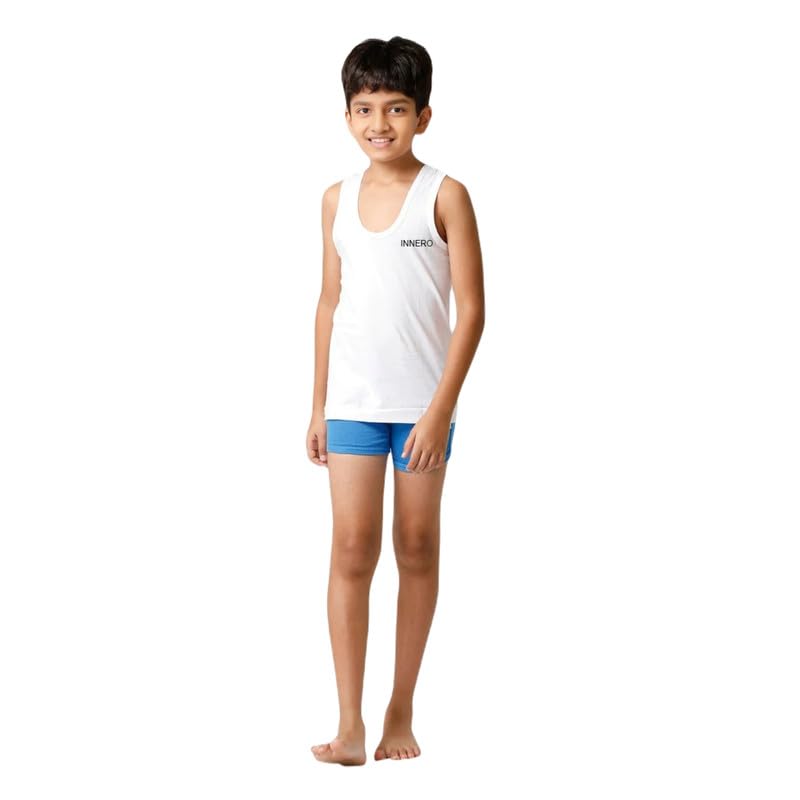 Image of INNERO Kids Vest, Combed Cotton Sleeveless Vest For Boys & Girls Innerwear (White)