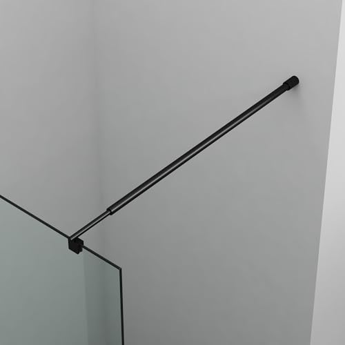 Dusche Einziehbar Stabilisator 73-123 cm Matt Schwarz, Edelstahl Haltestange Stabilisierungsstange für Glasstärken 8-10 mm für Walk-in Duschabtrennung Duschwand Duschkabine