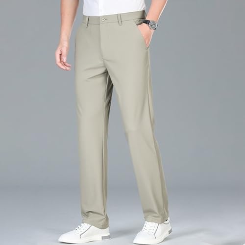 Men's Stretchy Lightweight Dress Pants Stylish Business Suit Pants Solid Color Casual Work Pants​2