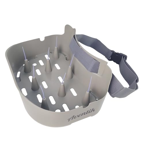 AVENTIK EUPHENG Fly Line Basket Authentic Danish Fisker Design Fishing Stripping Basket Ergonomic Smooth Curved Super Light Tangles with Silicone Spike (New Grey)