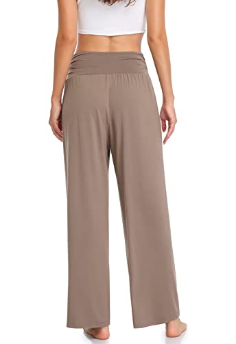 Image of TARSE Womens Wide Leg Pants Casual Loose Yoga Sweatpants Comfy Lounge Pajama Flowy Pants Pockets