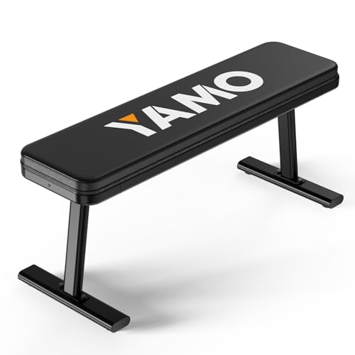 YAMO Flat Bench, 1455LBS/660KG Weight Bench for Home Gym, Easy Assembly Workout Bench with Adjustable foot Caps, Multipurpose Strength Training Bench Press for Full Body Workout