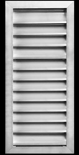 12"w X 26"h Aluminum Exterior Vent for Walls & Crawlspace - Rain & Waterproof Air Vent with Screen Mesh - HVAC Grille - Aluminum [Outer Dimensions 13.5”w x 27.5”h]