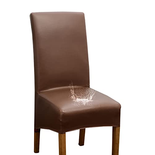 Jixin4you Fundas impermeables para sillas de comedor, fundas protectoras para sillas elásticas extraíbles y lavables para banquetes, jardín, decoración de sillas al aire libre, 1 café impermeable Cover