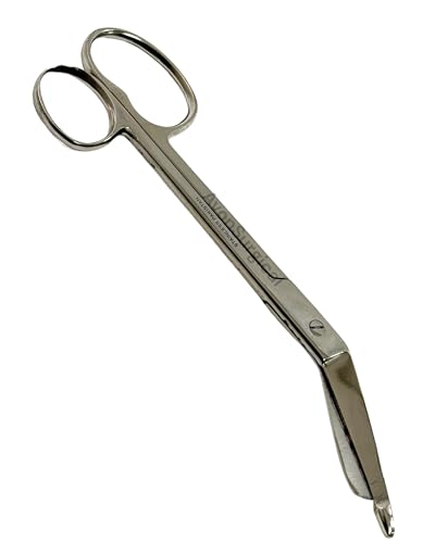 Bandage Cutting Scissors with One Large Ring, Blunt Tips, and Angled Blades - EMT Nurse Bandage Scissors - Stainless Steel (7.25