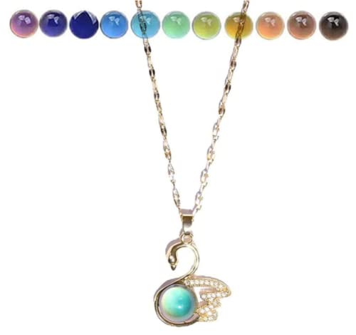 AgotoFashion Temperature Control Color Change Pendant Necklace, Mood Color Changing Necklaces Women
