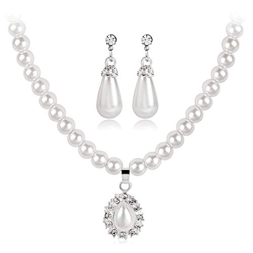 MYYQ. Women Necklace Pendant,Women's Pearl Earrings Necklace Two-Piece Set Circumference 425cm for All Occasions