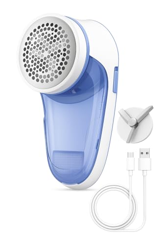Quita pelusas electrico bolas de ropa.Quita Pelusas recargable USB Tipo C potente.Removedor Electrico de pelusas para ropa,2 Cuchillas de Acero Inoxidable.Contenedor de Pelusas desmontable.Color Azul.