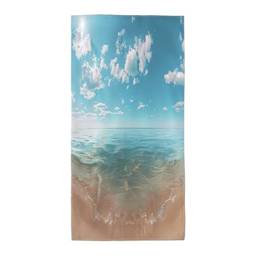 HCVXBSA Toallas de baño, cocina, playa, tela de microfibra, toallas de mano para baño, suaves, absorbentes y duraderas para baño, espejo oceánico, 12 x 24 pulgadas