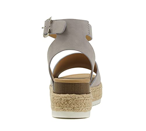 Image of Soda Topic Open Toe Buckle Ankle Strap Espadrilles Flatform Wedge Casual Sandal
