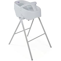 Patas Bañera Prenatal Chicco Bubble Nest, Bañera Bebé Recién Nacido Evolutiva hasta 12 Meses, con Patas para Ducha y Asiento Independiente, 2 Configuraciones, Cierre Compacto, Máximo 11 Kg - Gris (Cool Grey)