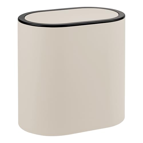 eluno Poubelle de salle de bain ovale, avec surface douce au toucher, couvercle basculant et coussinets de protection contre les rayures, poubelle pour toilettes...