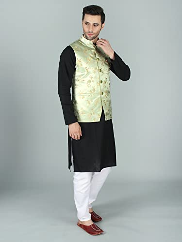 Image of Exotic India Ethnic Wear Floral Brocade Nehru Jacket Waist Coat