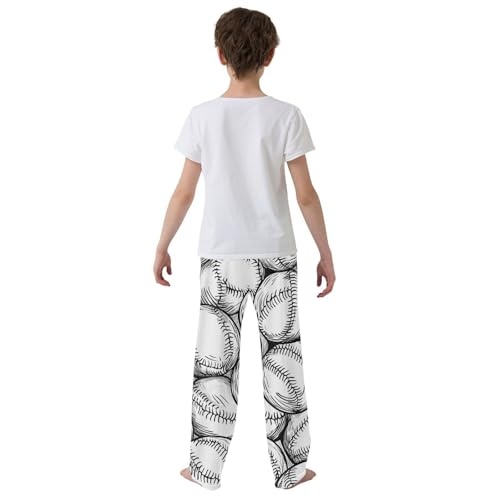 ZZXXB Baseballs Pattern Boys Long Pants Soft Trousers Elastic Waist Kids Lounge Bottoms with Pockets S-XL3