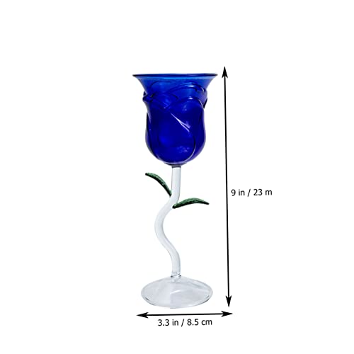 Verre à cocktail en forme de rose bleu transparent pour vos soirées - 3