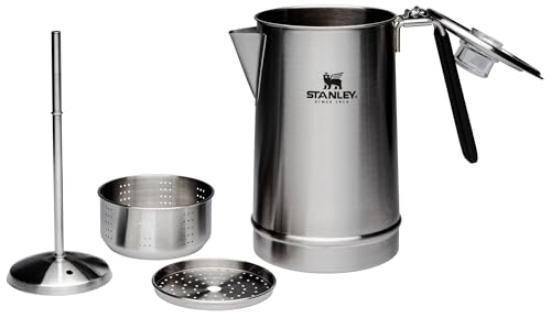 STANLEY Hold Tight Percolator Coffee Pot 1.1 qt | Stainless Steel 6 Cup Coffee Maker | Stove Top or Open Fire | Backpacking, Camping, Hiking Cookware | BPA-Free | Stainless Steel