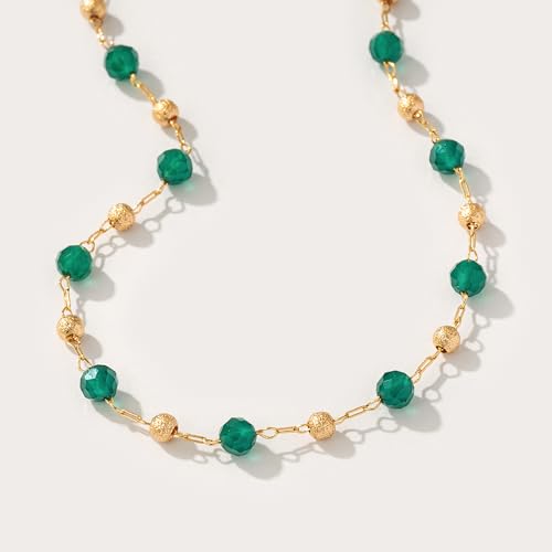 Fettero Dainty Beads Choker Neckces for Women - 14K Gold Plated Beaded Necklace Summer Beach Choker Boho Gold Necklace for Women Jewelry