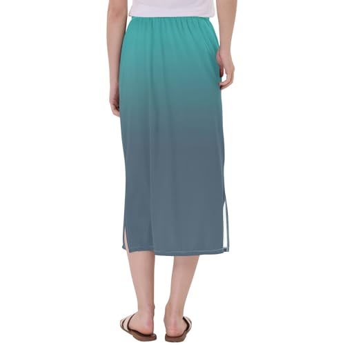 Plum Side Slit Midi Skirts Womens Pencil Straight Skirt High Waist Stretch Beach Skirts4