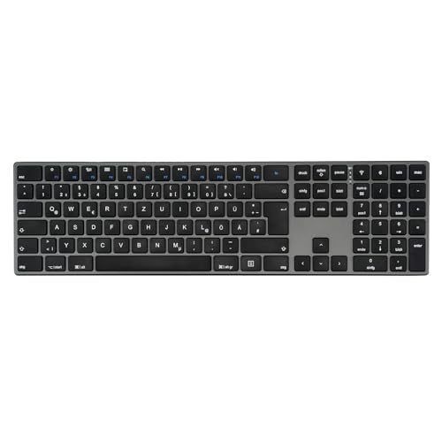 Perixx PERIBOARD-817 Kabellose Multi-Device-Tastatur, QWERTZ, Aluminiumgehäuse, X-Typ Scherentasten, Kompatibel mit Windows, macOS, Linux