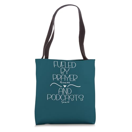 Fueled By Prayer and Podcasts Christian Woman Faith Simple F Tote Bag
