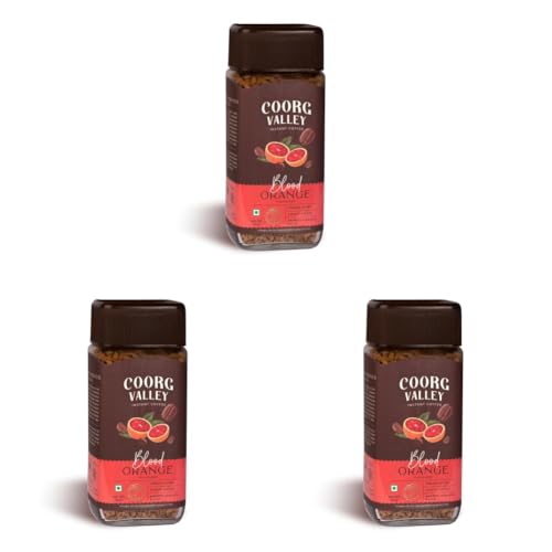 Image of Coorg Valley Blood Orange Instant Coffee 50g | Flavoured Coffee | Premium Blend of Robusta & Arabica | Freeze Dried | Make Cafe Style Hot & Cold Coffee at Home (Pack of 3)