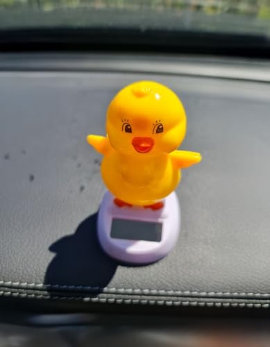 formano Solar Wackelfigur Küken 10cm - lustige Dekofigur solarbetrieben tanzend - Geschenkidee für Auto, Büro & Fensterbank - in transparenter Geschenkbox Solar, Keine Batterien nötig, Ente gelb
