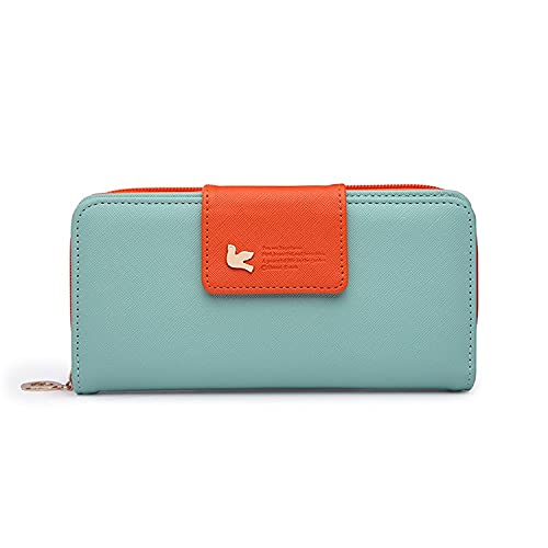 ROMP FASHIONStylish PU Women's Wallet Purse Clutch With Multiple Zips - Green, Orange