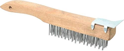 4 Rows x 16 Columns Shoe Handle Scratch Brush with Scraper - 5-1/2" Brush Width, 10" OAL, 1-1/8" Trim Length (16 Pack)