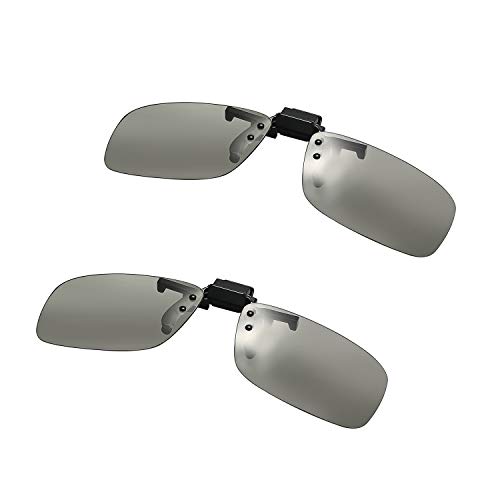 Aroncent 2pcs 3D Clip on Glasses for Movies/Theater/Cinema/Polarized 3D TV(RealD and IMAX)