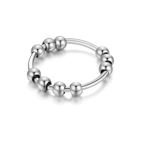 Baydurcan Fashion Ring for Women, Decompression Bead Stainless Steel Ring Cover