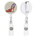 Red Heel with Small Angel Wings Retractable Badge Holder Reel Clip ID Card Holder for Doctor Nurse Student Office Worker